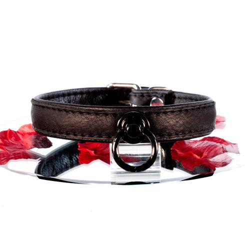 SiaLinda: Halsband echtes Elch Leder schwarz, 2 Größen, 2 O-Ringe, 20mm breit - SiaLinda.com